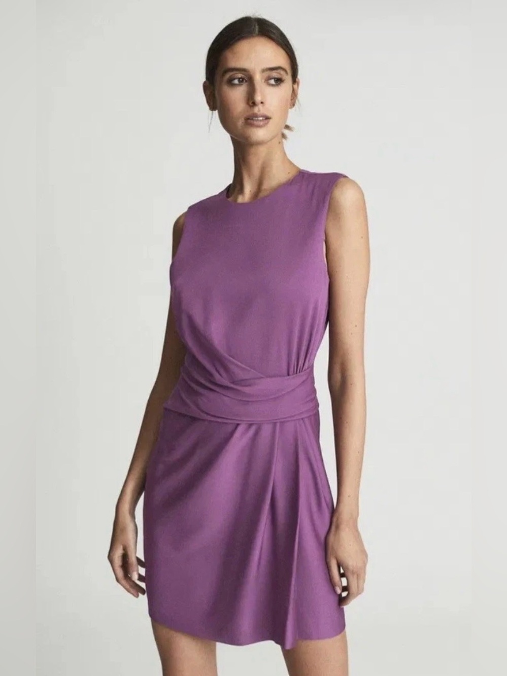 New REISS Essie Dress Fitted Shift Mini Purple